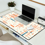 Mid-Century Modern Kinetikos Pattern Orange Teal Cream Desk Mat Gallery Image 2