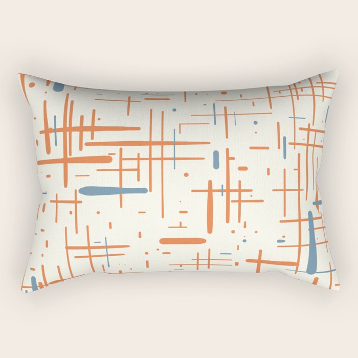 Mid-Century Modern Kinetikos Pattern Orange Teal Cream Rectangular Pillow Gallery Image 2