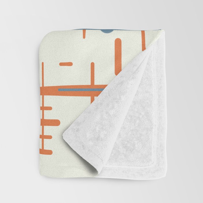 Mid-Century Modern Kinetikos Pattern Orange Teal Cream Throw Blanket Gallery Image 3