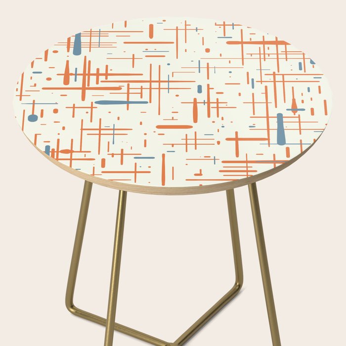 Mid-Century Modern Kinetikos Pattern Orange Teal Cream Side Table Gallery Image 2