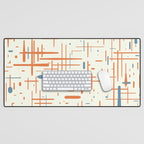 Mid-Century Modern Kinetikos Pattern Orange Teal Cream Desk Mat Gallery Image 1