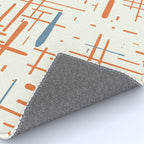 Mid-Century Modern Kinetikos Pattern Orange Teal Cream Rug Gallery Image 4