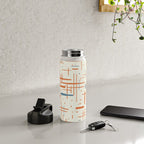 Mid-Century Modern Kinetikos Pattern Orange Teal Cream Water Bottle Gallery Image 4