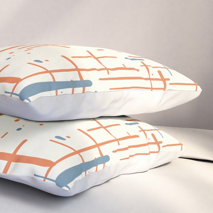 Mid-Century Modern Kinetikos Pattern Orange Teal Cream Pillow Sham Gallery Image 3