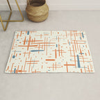 Mid-Century Modern Kinetikos Pattern Orange Teal Cream Rug Gallery Image 1