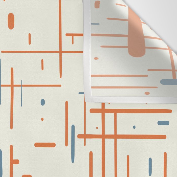 Mid-Century Modern Kinetikos Pattern Orange Teal Cream Wall Tapestry Gallery Image 3