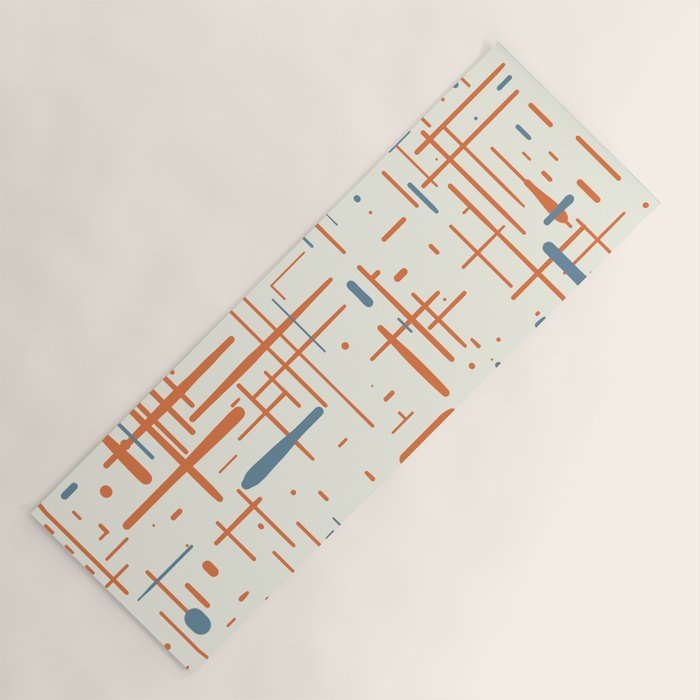 Mid-Century Modern Kinetikos Pattern Orange Teal Cream Yoga Mat Gallery Image 1