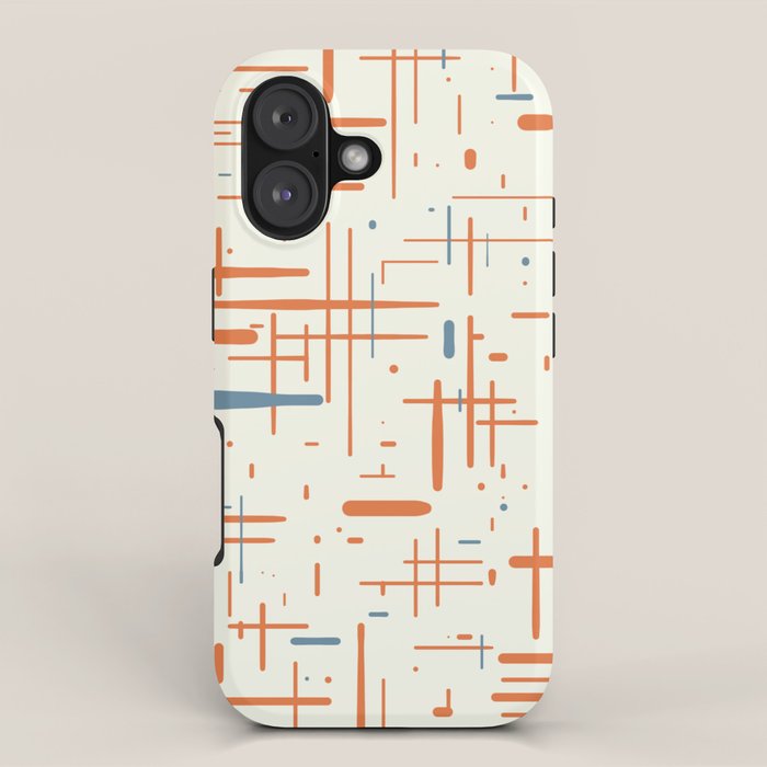 Mid-Century Modern Kinetikos Pattern Orange Teal Cream iPhone Case Gallery Image 1