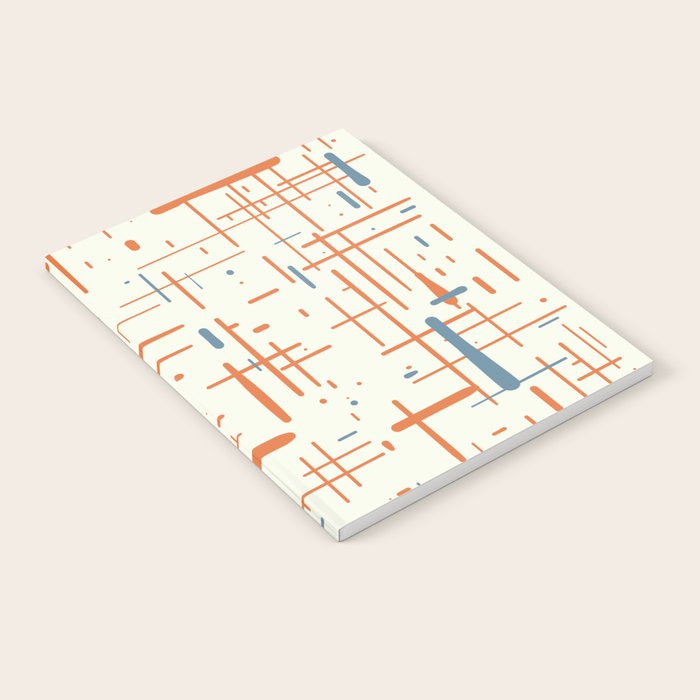 Mid-Century Modern Kinetikos Pattern Orange Teal Cream Notebook Gallery Image 1