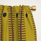 Stripes With Lines and Dots pattern olive and brown Window Curtain Gallery Image 2
