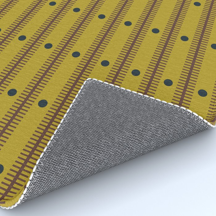Stripes With Lines and Dots pattern olive and brown Rug Gallery Image 4