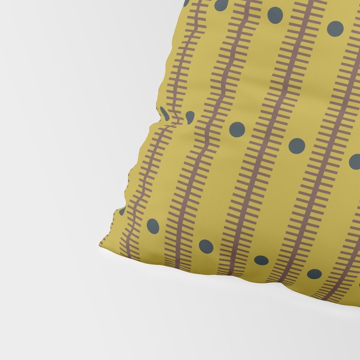 Stripes With Lines and Dots pattern olive and brown Pillow Sham Gallery Image 4