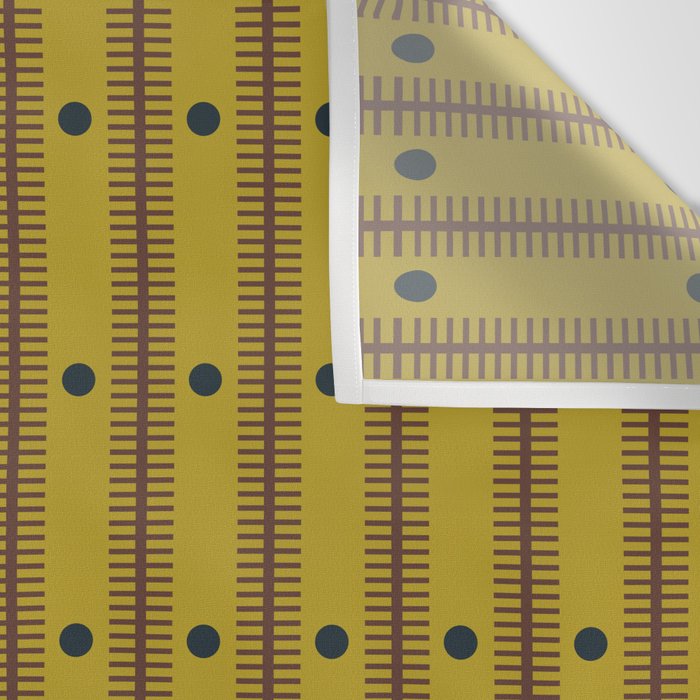 Stripes With Lines and Dots pattern olive and brown Wall Tapestry Gallery Image 3