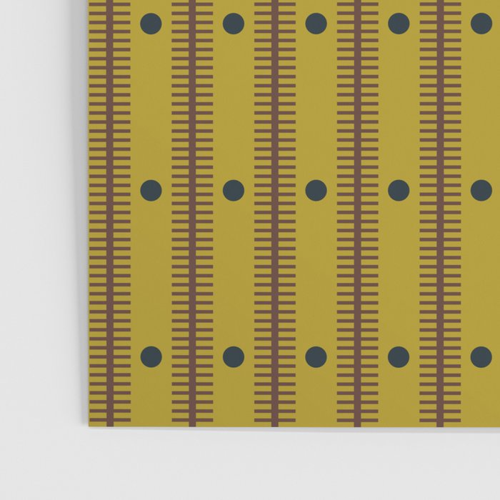 Stripes With Lines and Dots pattern olive and brown Poster Gallery Image 3