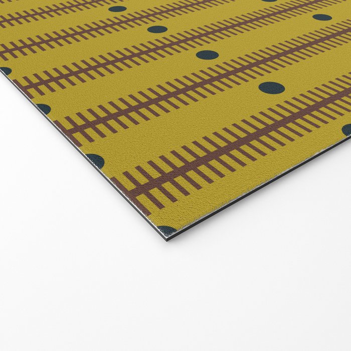 Stripes With Lines and Dots pattern olive and brown Welcome Mat Gallery Image 2