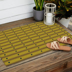 Stripes With Lines and Dots pattern olive and brown Outdoor Rug Gallery Image 2