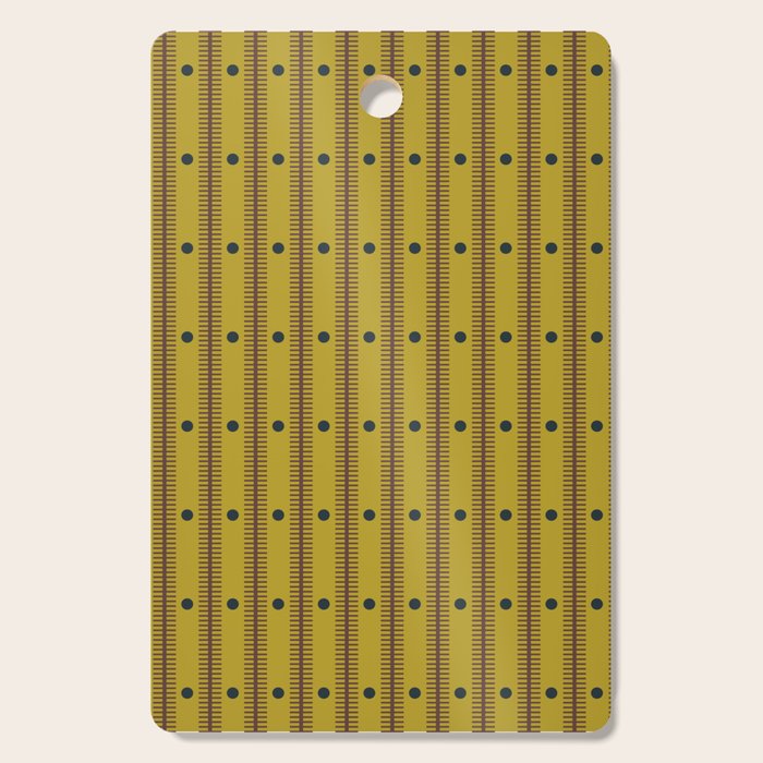 Stripes With Lines and Dots pattern olive and brown Cutting Board Gallery Image 1