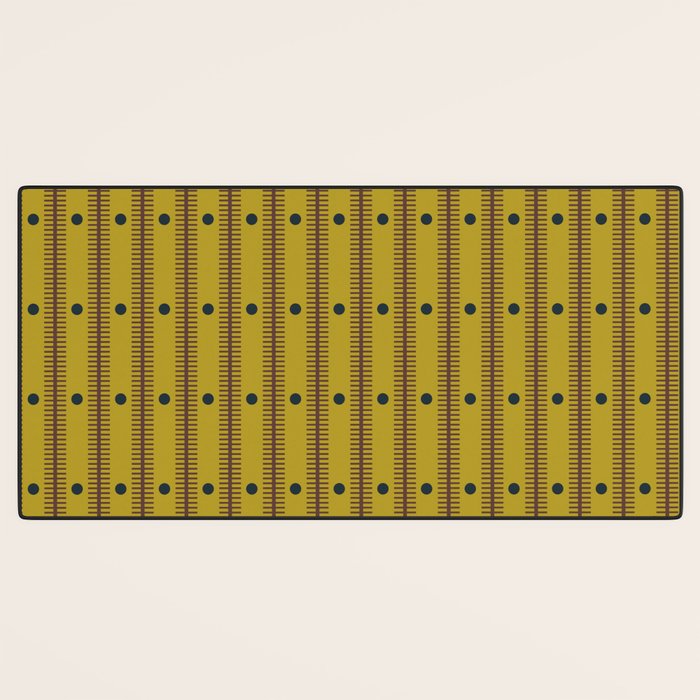 Stripes With Lines and Dots pattern olive and brown Desk Mat Gallery Image 3
