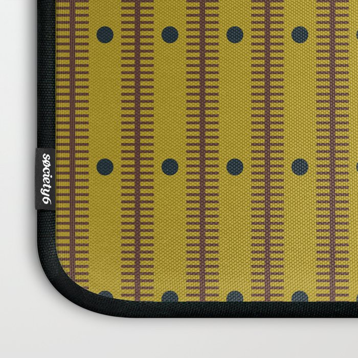 Stripes With Lines and Dots pattern olive and brown Laptop Sleeve Gallery Image 3