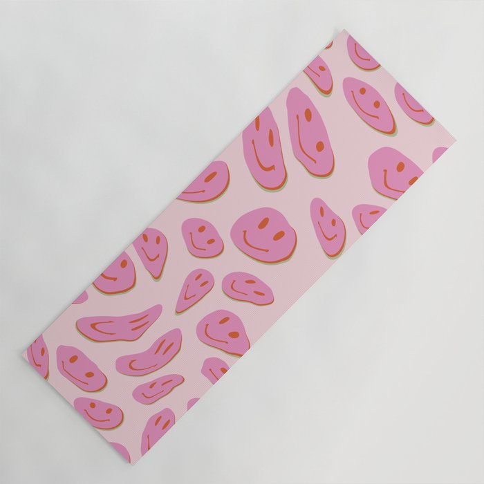 70s retro pink smiles pattern  Yoga Mat Gallery Image 1