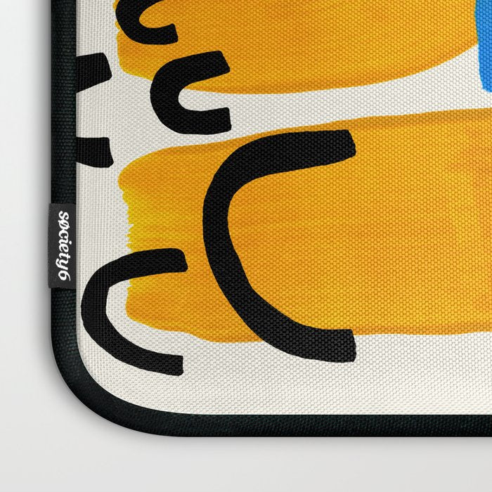 Mid Century Modern abstract Minimalist Fun Colorful Shapes Patterns Ikea Yellow & Blue Laptop Sleeve Gallery Image 3