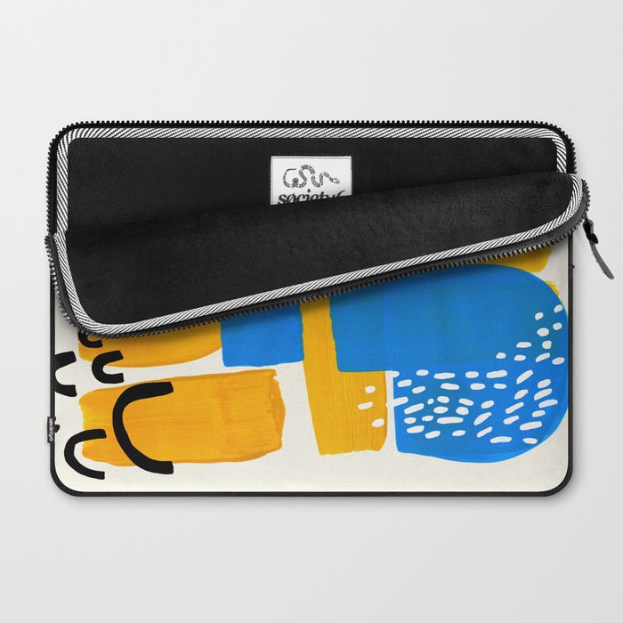 Mid Century Modern abstract Minimalist Fun Colorful Shapes Patterns Ikea Yellow & Blue Laptop Sleeve Gallery Image 2