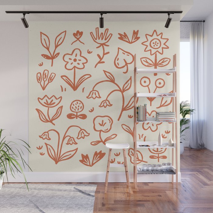 Playful Flower Doodles Wall Mural Gallery Image 1