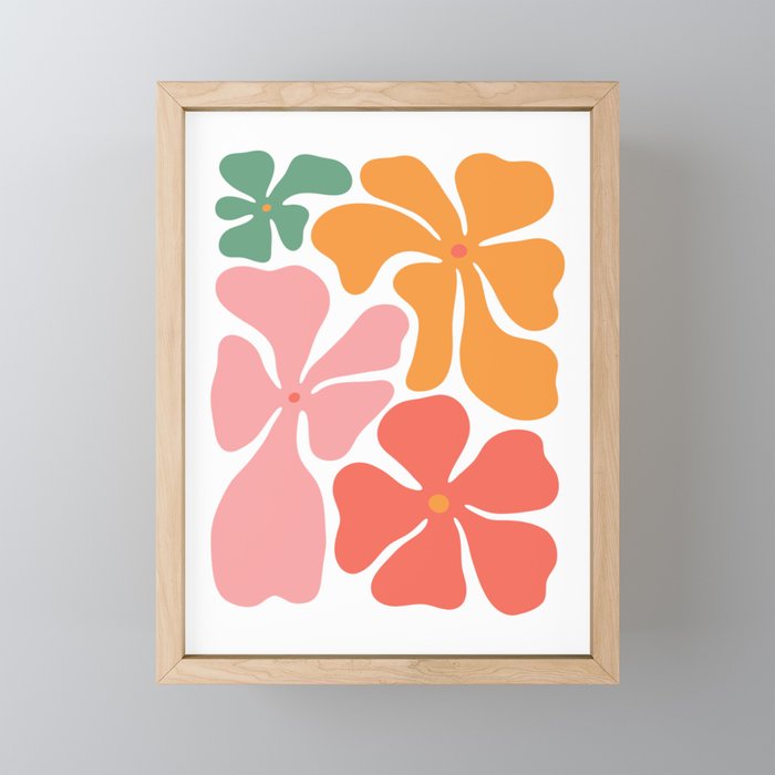 Abstract colorful vintage flower art Mini Art Print Gallery Image 1