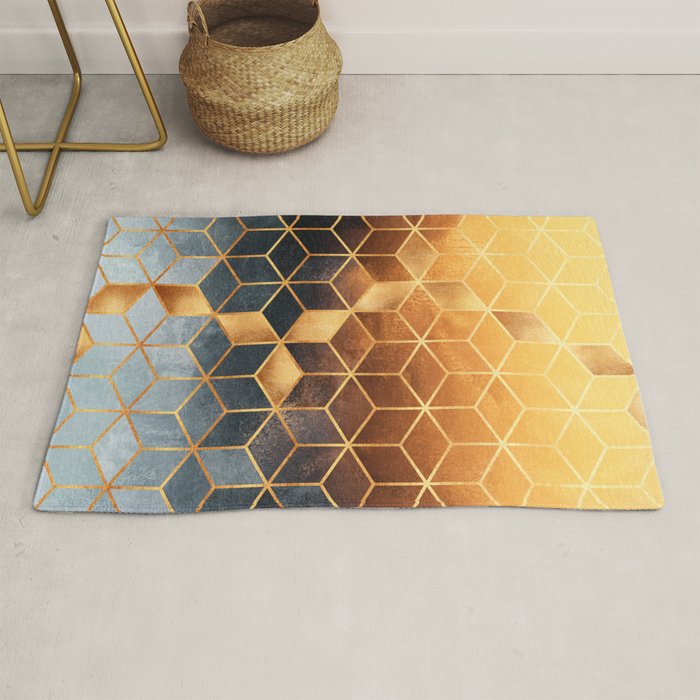 Golden Gradient Cubes Rug Gallery Image 1