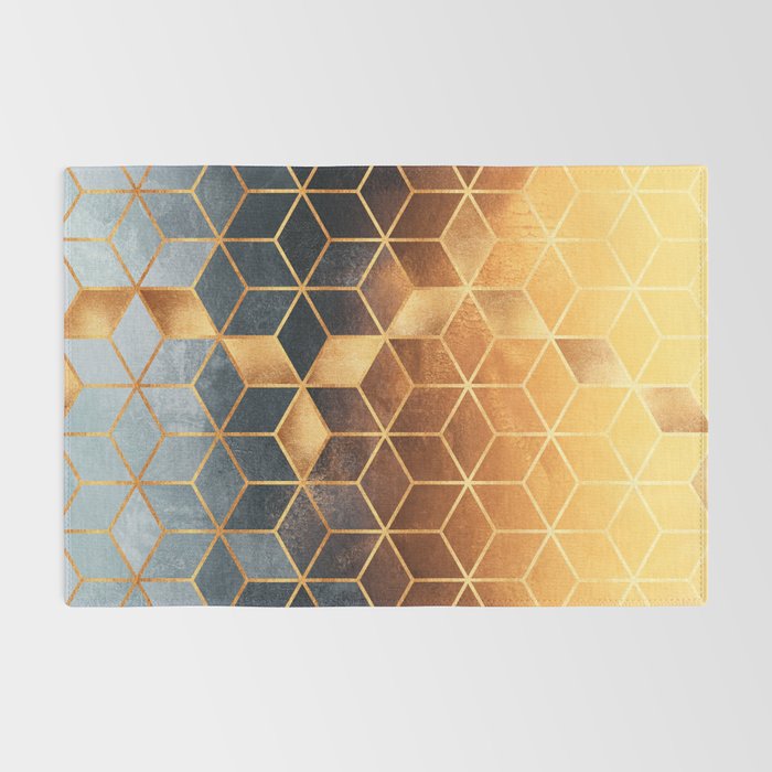 Golden Gradient Cubes Rug Gallery Image 2