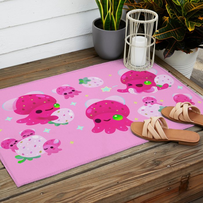 Strawberry squid Outdoor Rug Gallery Image 2