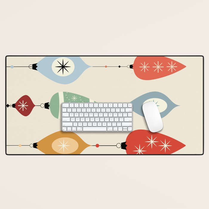 Mid Century Modern Christmas Baubles Desk Mat Gallery Image 1