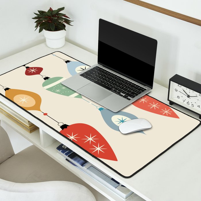 Mid Century Modern Christmas Baubles Desk Mat Gallery Image 2