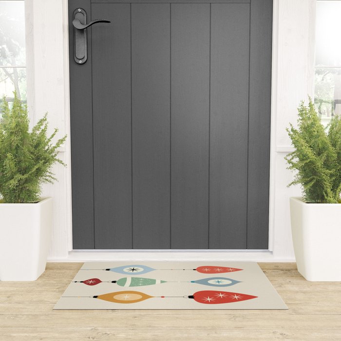 Mid Century Modern Christmas Baubles Welcome Mat Gallery Image 3