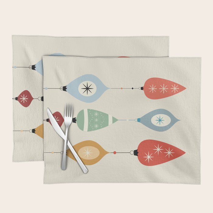 Mid Century Modern Christmas Baubles Placemat Gallery Image 1