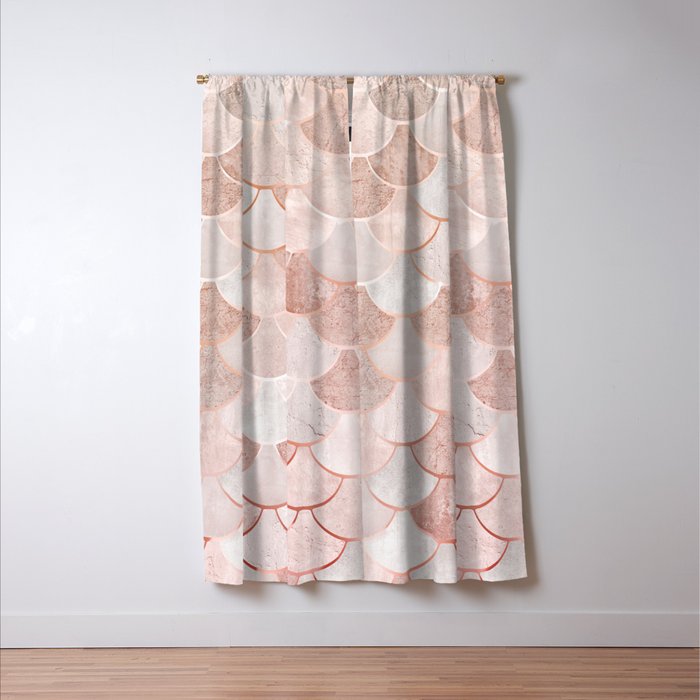 Mermaid Pattern, Pink Aesthetic Window Curtain Gallery Image 3