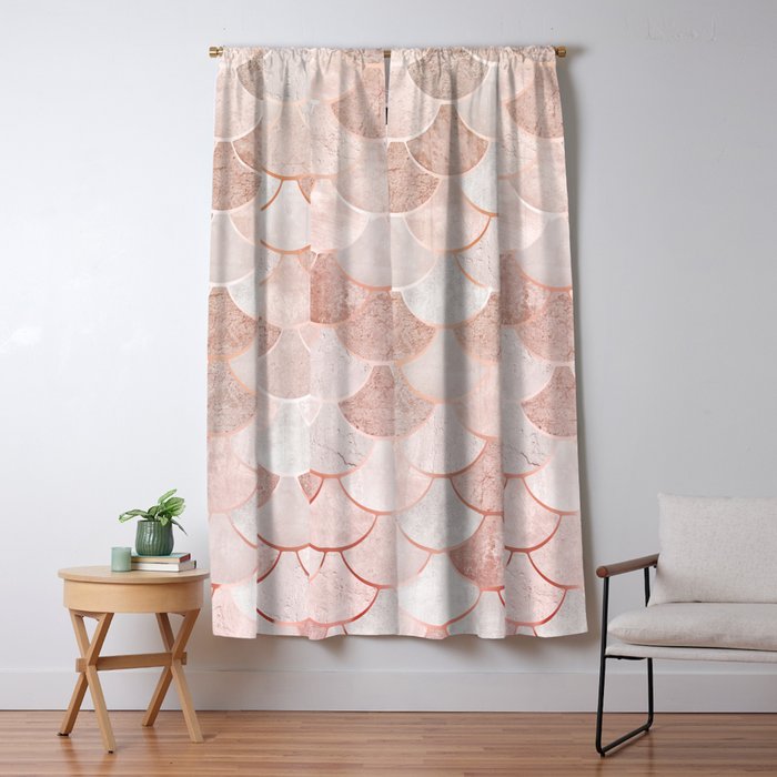 Mermaid Pattern, Pink Aesthetic Window Curtain Gallery Image 5