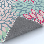 Festive, Floral Prints, Bright Pink, Teal and Green Rug Gallery Image 4