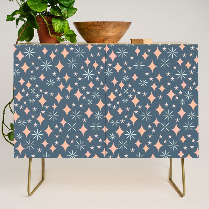 Christmas lights pink and blue pattern Credenza Gallery Image 1