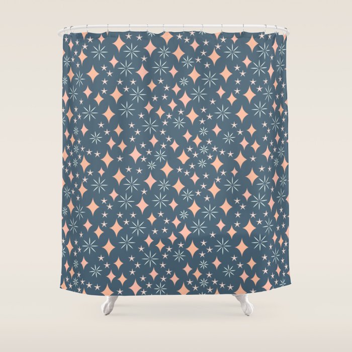 Christmas lights pink and blue pattern Shower Curtain Gallery Image 1