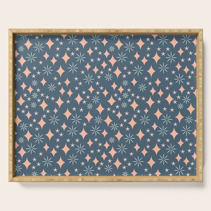 Christmas lights pink and blue pattern Serving Tray Gallery Image 1