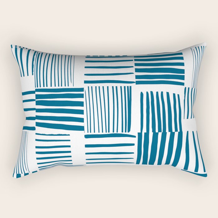Torn Lines Abstract 03 White Blue Rectangular Pillow Gallery Image 1