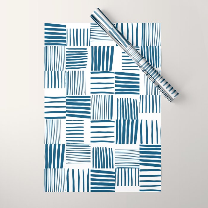 Torn Lines Abstract 03 White Blue Wrapping Paper Gallery Image 1