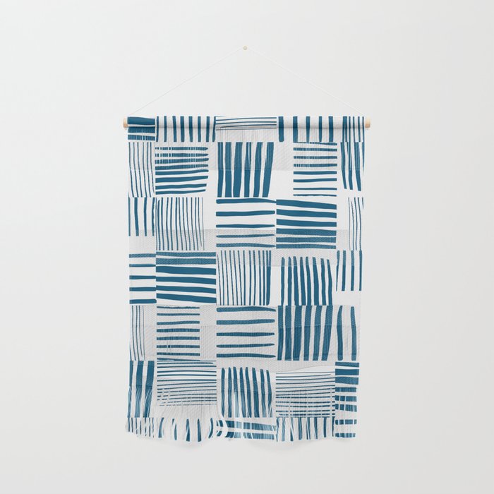 Torn Lines Abstract 03 White Blue Wall Hanging Gallery Image 1