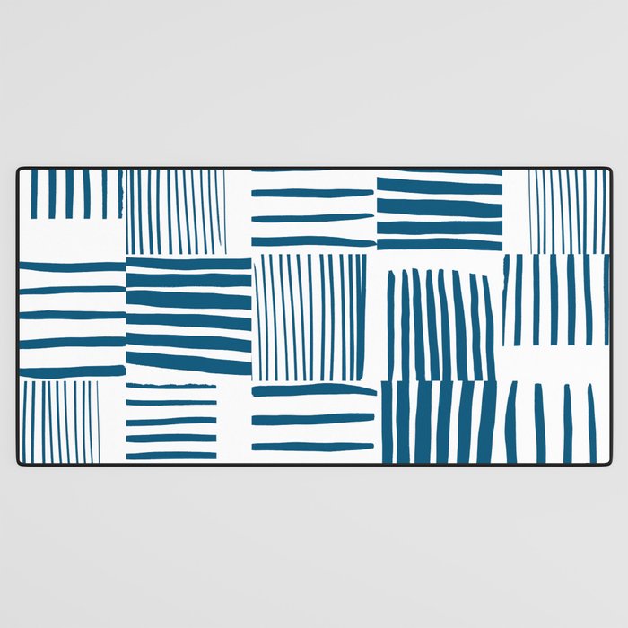 Torn Lines Abstract 03 White Blue Desk Mat Gallery Image 3