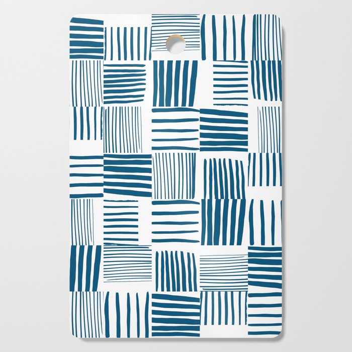 Torn Lines Abstract 03 White Blue Cutting Board Gallery Image 1