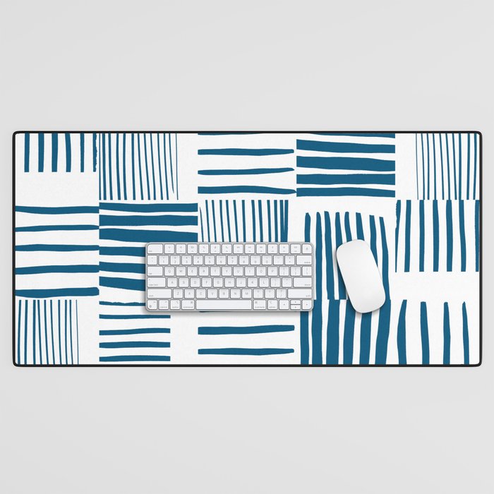 Torn Lines Abstract 03 White Blue Desk Mat Gallery Image 1