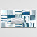 Torn Lines Abstract 03 White Blue Desk Mat Gallery Image 1