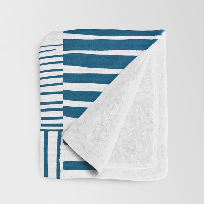 Torn Lines Abstract 03 White Blue Throw Blanket Gallery Image 3