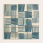 Torn Lines Abstract 03 White Blue Wood Wall Art Gallery Image 1